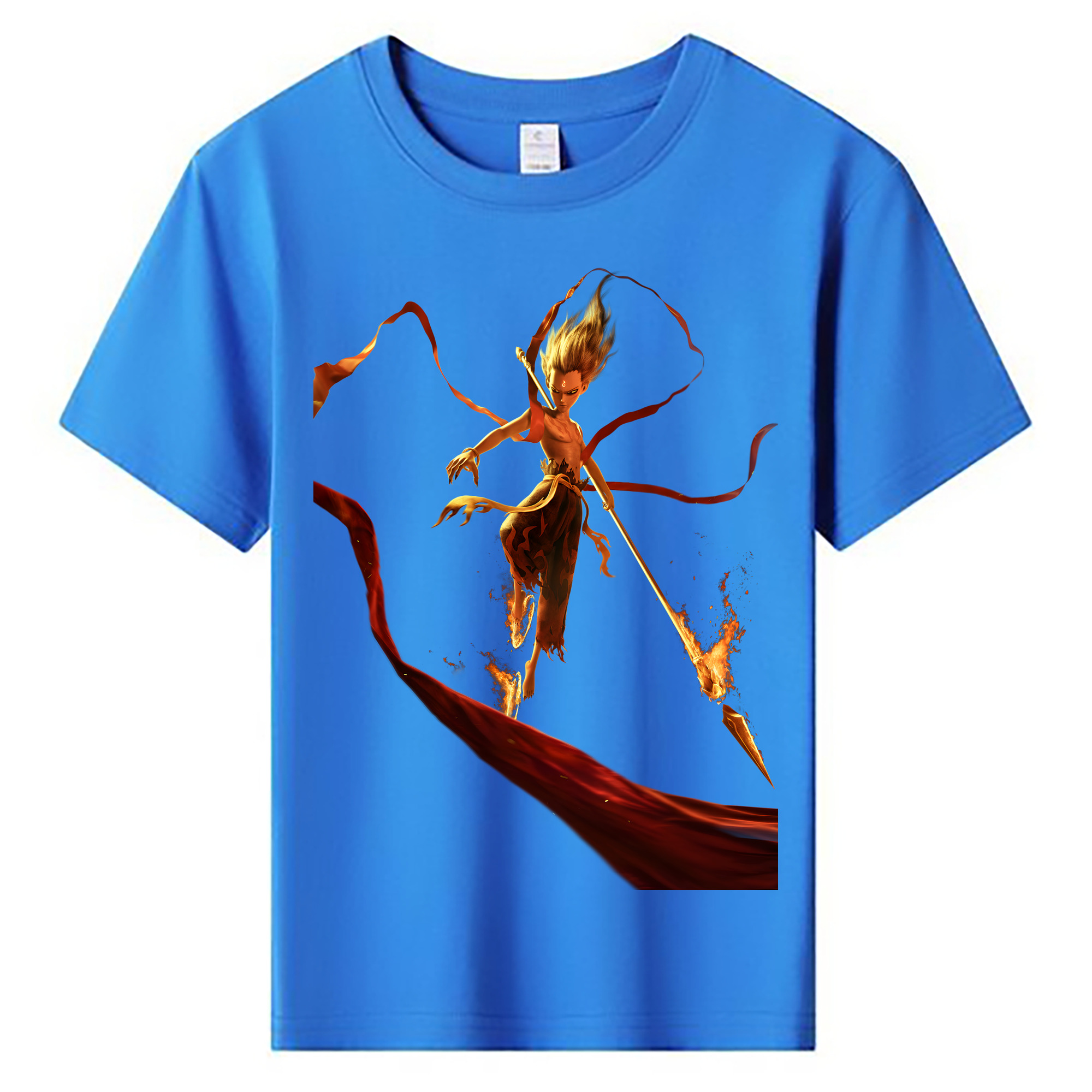 （画像用） Ne Zha 2 ナタ 魔童の大暴れ 綿100％キッズTシャツ（フロントプリント）